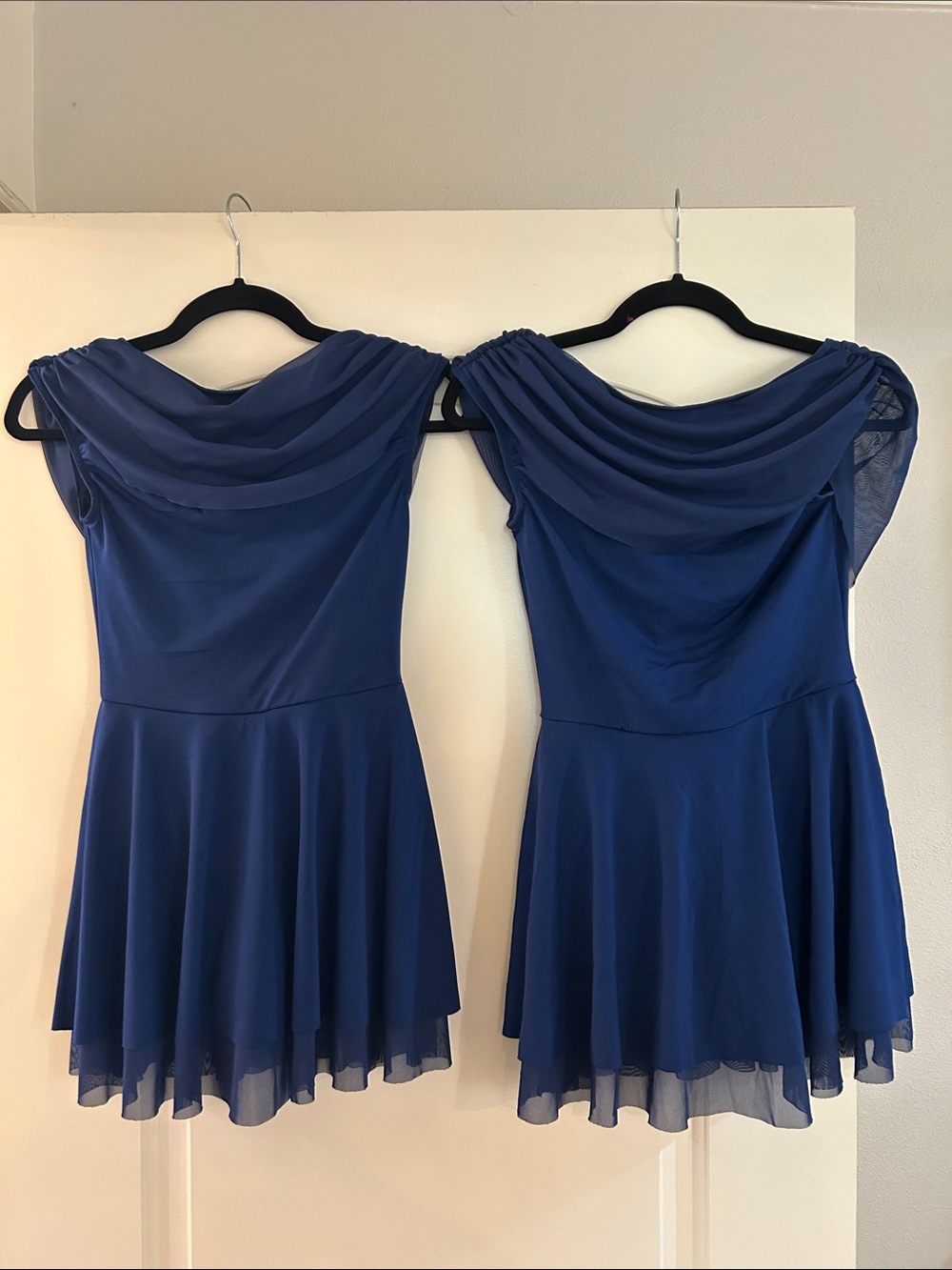 Weissman Royal Blue Chiffon Off-Shoulder Dance Costume Dresses duet (Pair of 2)